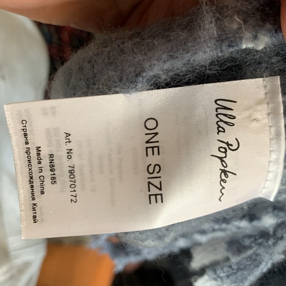 Ulla Popken NWOT stunning pale blue plaid hooded ruana . Fringed . Beautiful!! - Picture 5 of 12